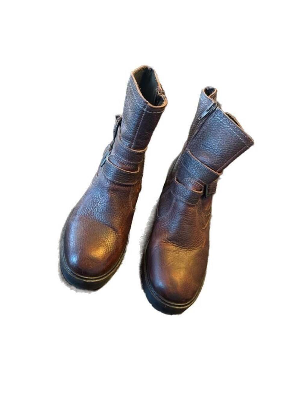 Bullboxer Jade Brown Leather Buckle Strap Moto Ankle Boots